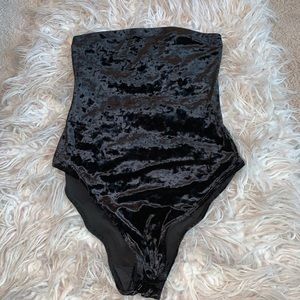 Urban Outfiters black velvet strapless bodysuit
